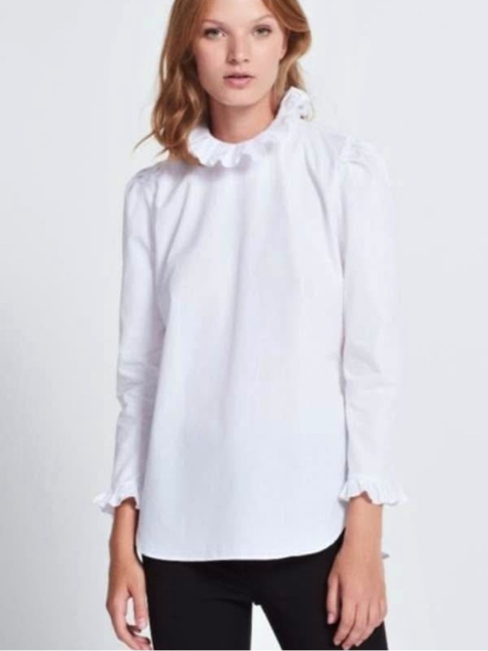 New SANDRO Ruffled High-Neck Blouse • 0